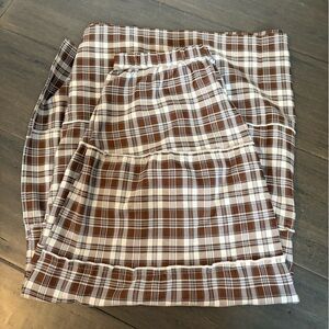 Edikted Brown and White Plaid Skirt